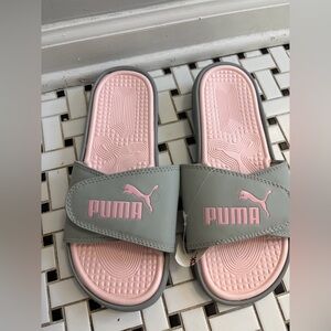 Puma Pink and Gray Slides